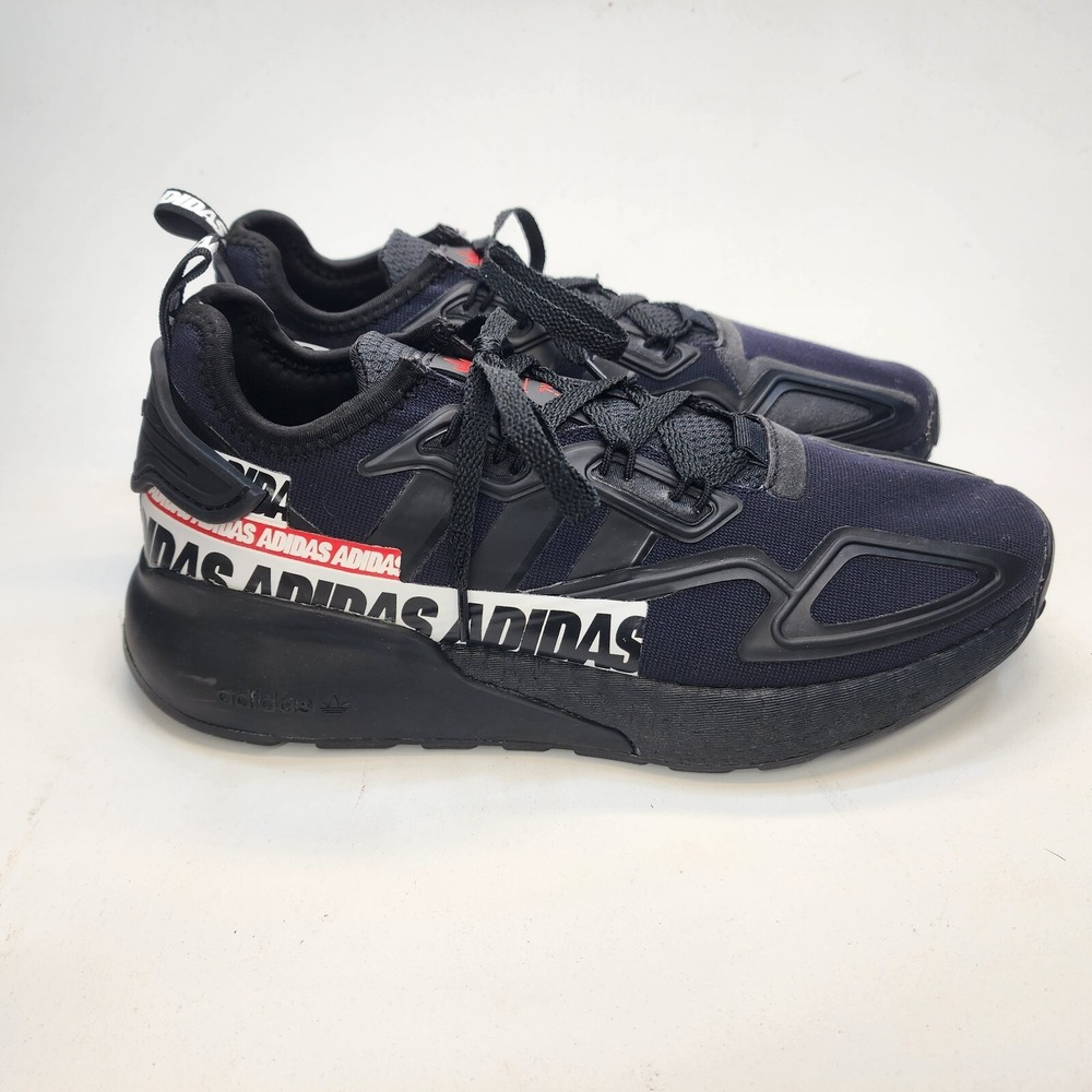 Mens Size 7 Adidas ZX 2K Boost Bold Logo Graphic Sneakers Black FX7038
